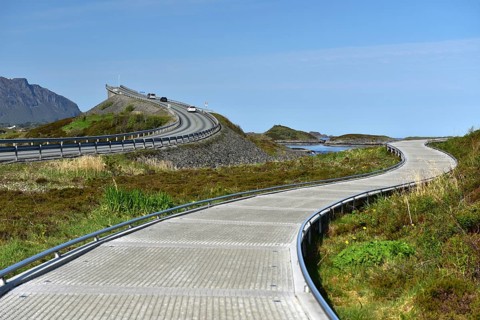 Footbridge on the Atlantic Road, Storseisund Bridge in Norway