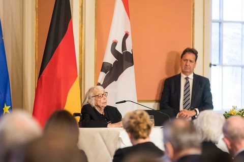 Margot Friedländer, Holocaust survivor and honorary citizen of the city of Berlin, at a reading as