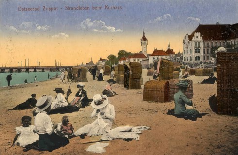Historical postcard, picture postcard, Baltic seaside resort of Sopot, today Sopot, Pomerania,