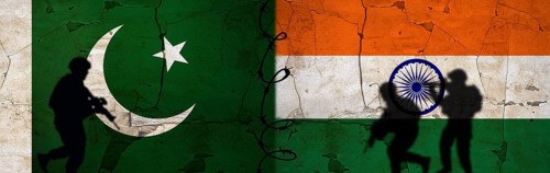 Conflict between India and Pakistan concept. Political tension between India and Pakistan. Pakistan