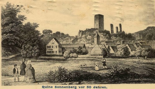 Historical postcard, picture postcard, Sonnenberg ruins near Wiesbaden, Hesse, Germany, digitally