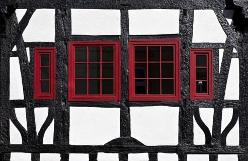 Half-timbered house, detail, Steinheim, Hanau, Hesse, Germany, Europe