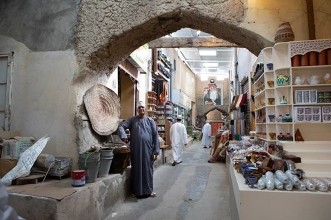 Souk or Soug or market in the old town of Nizwa, ad-Dachiliyya region, Oman, Asia