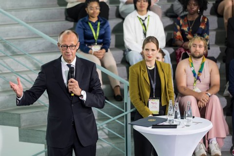 Friedrich Merz (CDU), Chancellor of the Federal Republic of Germany, at the opening statement for