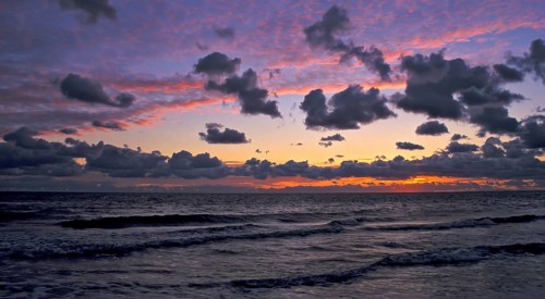 Sonnenuntergang am Darsser Weststrand, Ostsee, Mecklenburg-Vorpommern, Deutschland