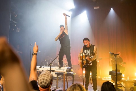 Ingo Knollmann (singer and keyboarder) and Guido Knollmann (singer and guitarist) of the Donots