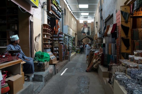 Souk or Soug or market in the old town of Nizwa, ad-Dachiliyya region, Oman, Asia