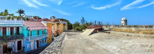 Columbia, Unesco site, colorful Cartagena Walled City Cuidad Amurrallada in historic city center