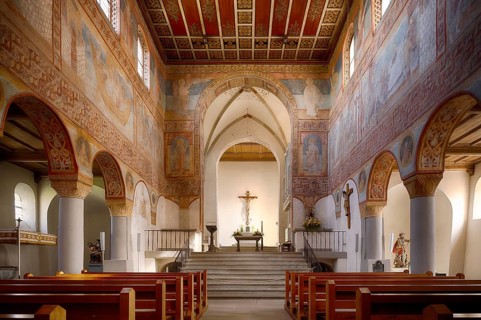 Interior, Nave, Wall painting, Ceiling painting, Choir, Altar, Parish Church of St George,