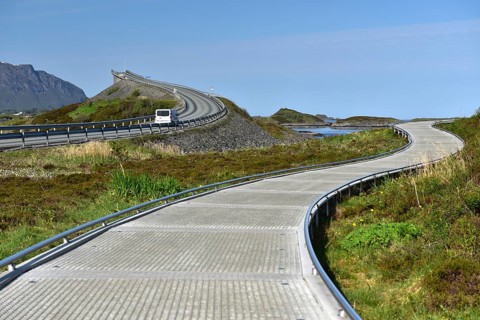 Footbridge on the Atlantic Road, Storseisund Bridge in Norway