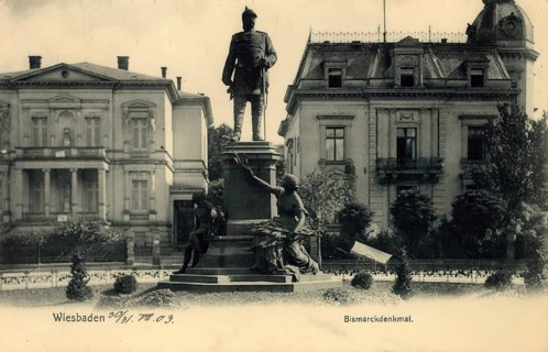 Historical postcard, picture postcard, Bismarck monument, Wiesbaden, Hesse, Germany, digitally