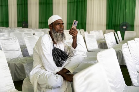 Hajj pilgrims arrives at Hajj Musafir Khana to collect Visa before leaving to the airport, in