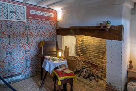 Interior photograph, birthplace of William Shakespeare, Stratford-upon-Avon, Warwickshire, England,