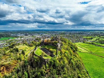 Stirling Castle from a drone, Stirling, Scotland, England, United Kingdom, Europe