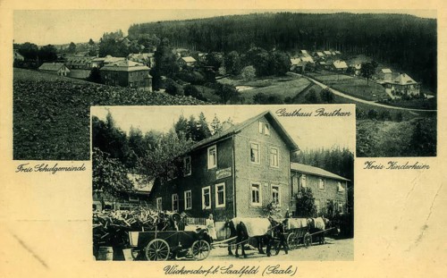 Historical postcard, picture postcard, Wickersdorf near Saalfeld an der Saale, Thuringia, Germany,