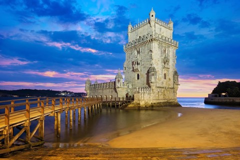 Belem Tower or Tower of St Vincent, famous tourist landmark of Lisboa and tourism attraction, on