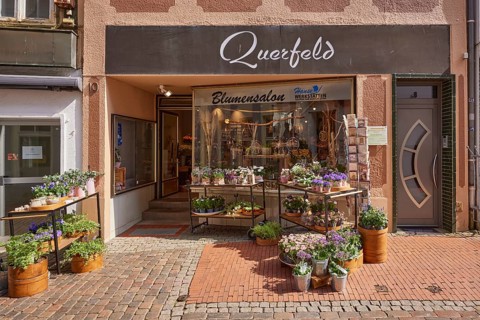 Flower shop Querfeld in the pedestrian zone in Stade, Hanseatic city, district of Stade, Lower