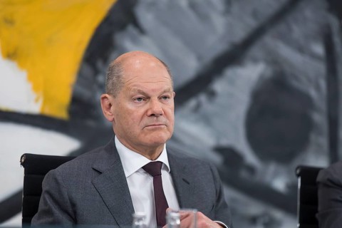 Olaf Scholz (Federal Chancellor of the Federal Republic of Germany, SPD) at a press conference