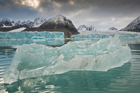 Remains of an iceberg and glacier break-off edge, Monacobreen, Liefdefjord, Woodfjord area,