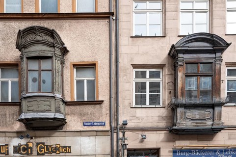 Historic Chörlein, Vordere Ledergasse 30 and 32, Nuremberg, Middle Franconia, Bavaria, Germany,