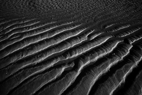 Sand ripples, wavy lines in the sand, structure, sandy beach, Meia Praia beach, Lagos, Atlantic
