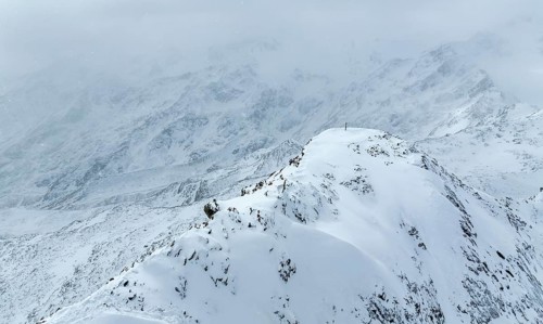 Aerial view, snowy mountain landscape, Ortler group, Trento, Italy, Europe