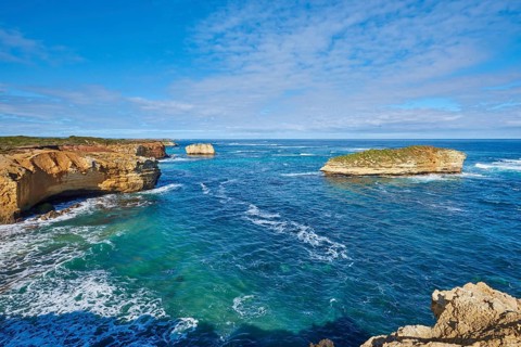 Landscape of the Bay of Islands (Warrnambool) next to the Great Ocean Road in spring, Victoria,