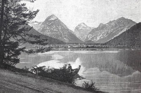 Achensee and the village of Pertisau, 1890, Tyrol, Austria, digital reproduction of an original