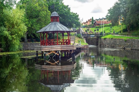Pavilion at Kinda Canal, Linköping, Östergötland, Sweden, Scandinavia, Europe