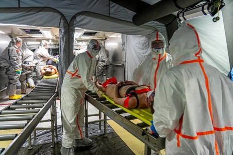 Care of patients after decontamination, injured persons after an assumed accident with hazardous