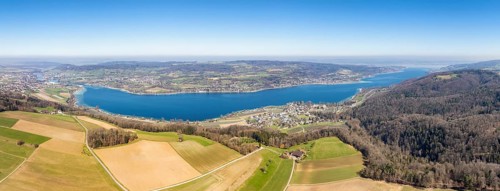 Aerial view, panorama from Thurgauer Seerücken over western Lake Constance, Untersee, also known as