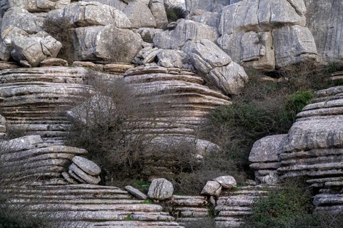Bizarre limestone rock formations, El Torcal nature reserve, Torcal de Antequera, Malaga province,
