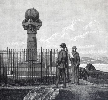 The Meridian Column near the town of Hammerfest, 1895, Norway, reproduction of an original, around
