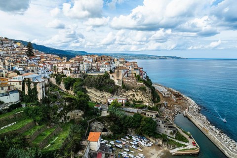 Pizzo from a drone, Calabria, Italy, Europe