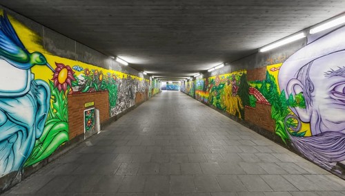 Art project by Martin Blumöhr, pedestrian subway Niwenhaus, Dom-Pedro-Straße, Munich, Bavaria,