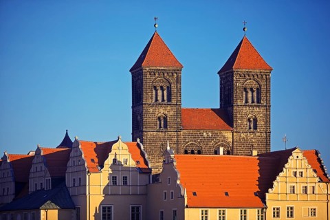 Castle hill ensemble with collegiate church of St Servatius on the castle hill, old town,