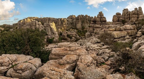 Bizarre limestone rock formations, El Torcal nature reserve, Torcal de Antequera, Malaga province,