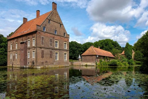Moated castle Haus Welbergen, Welbergen district, Ochtrup, Münsterland, North Rhine-Westphalia,