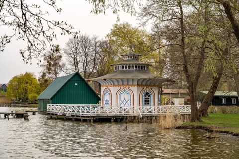 The Chinese Pavilion on Lake Zierker See in Neustrelitz, Mecklenburg Lake District,