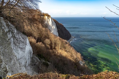 The Königsstuhl chalk cliff with Skywalk viewing platform on the Baltic Sea coast in Jasmund