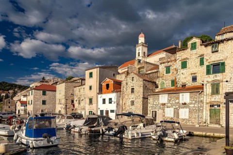 At the small harbour in the old town of Sibenik, Croatia, Europe