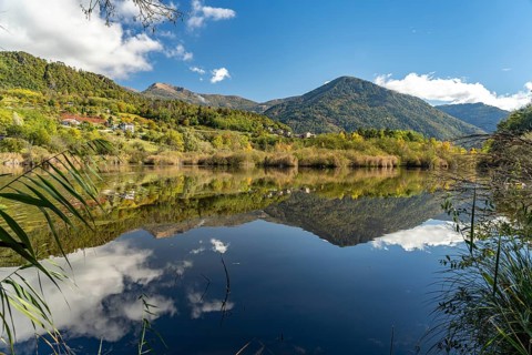 Lake Lago di Madrano in Madrano, Pergine Valsugana, Trentino, Italy, Europe