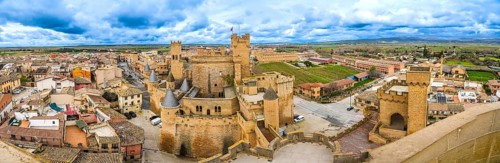 Panoramic view of the medieval royal palace of olite, a stunning example of gothic architecture,