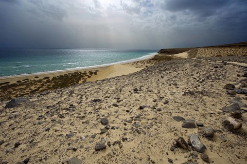 Playa Risco del Paso beach, Playa de Sotavento, Pajara, Fuerteventura, Canary Islands, Spain,