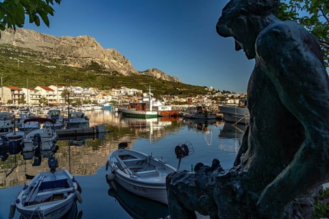 Sculpture at the harbour of Podgora, Croatia, Europe