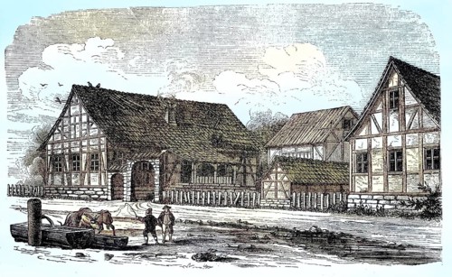 A farmhouse, farm in the north of Franconia, Bavaria, Deutschland, around 1880 / ein Bauernhaus,
