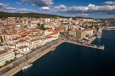 City view of Sibenik seen from the air, Croatia, Europe