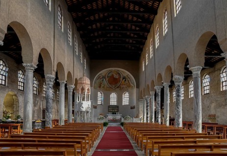 Interior of the early medieval church of Sant'Eufemia from the second half of the 4th century,