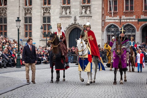 BRUGES, BELGIUM, MAY 17: Annual Procession of the Holy Blood on Ascension Day. Locals perform an