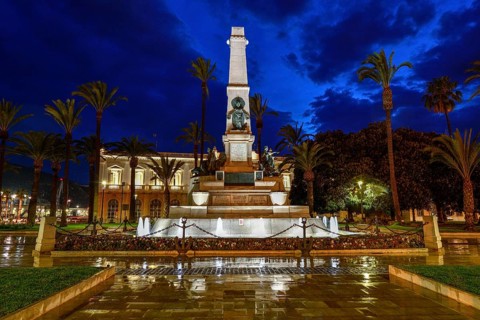Monument to the Heroes of Santiago de Cuba and Cavite, blue hour, Cartagena, Region of Murcia,